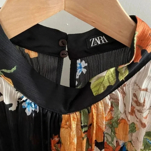 Zara Womens Elegant Floral Print Long Flowy Stylish Jumpsuit Multicolor Sz M - Picture 7 of 11